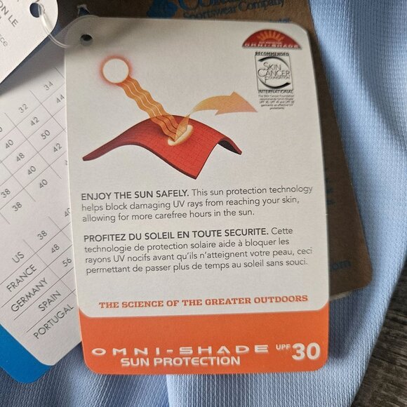 Columbia Mens Blood N Guts LS Tee Omni Shield Shade UPF 30 Light Blue Size M NEW - Picture 10 of 16